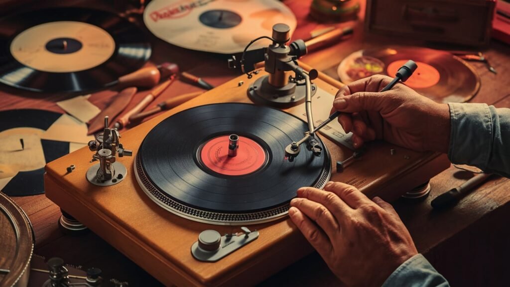 Lubricación y Mantenimiento de Partes Móviles de un Tocadiscos Vintage