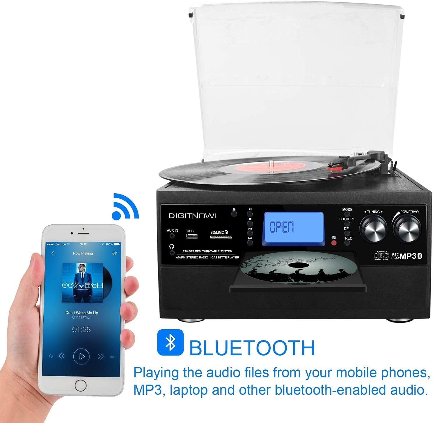 DIGITNOW! Platino Vinilo Bluetooth: El Tocadiscos Multifuncional que Revoluciona tu Experiencia Musical