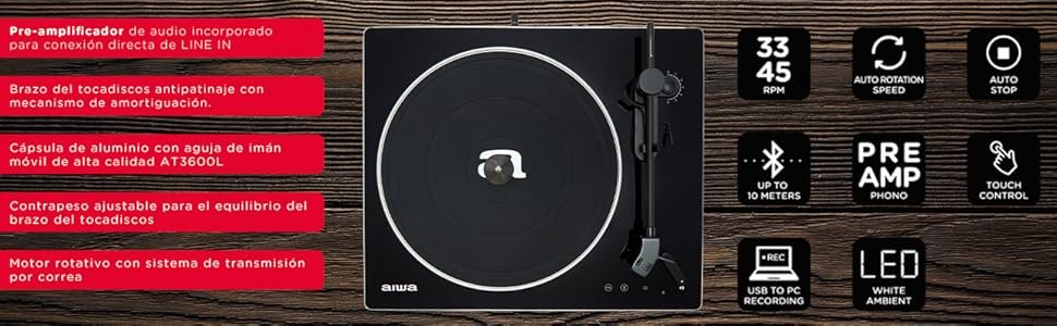 Tocadiscos Aiwa con Conectividad para el Mundo de Hoy